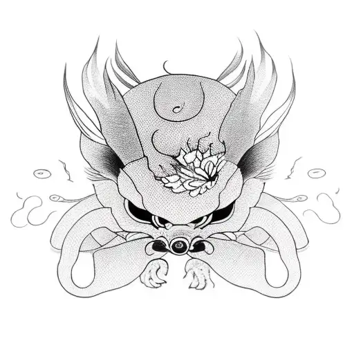 Kitsune Madk With Spider Lily