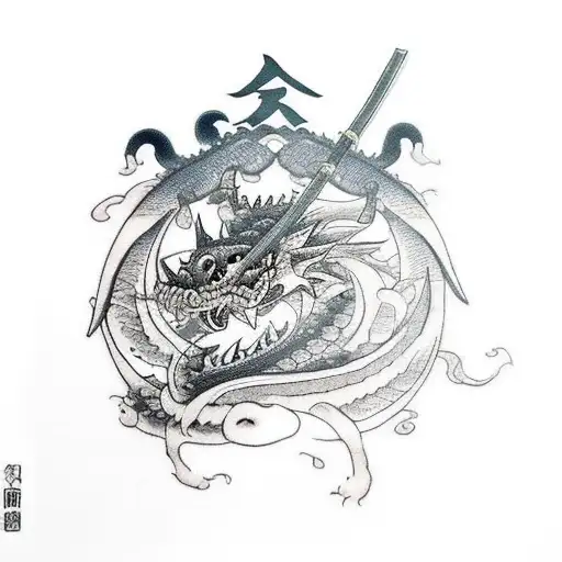 Samurai In Battle Against Jappanies Dragonfish