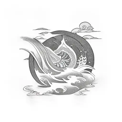 Sun And Wave Black And White