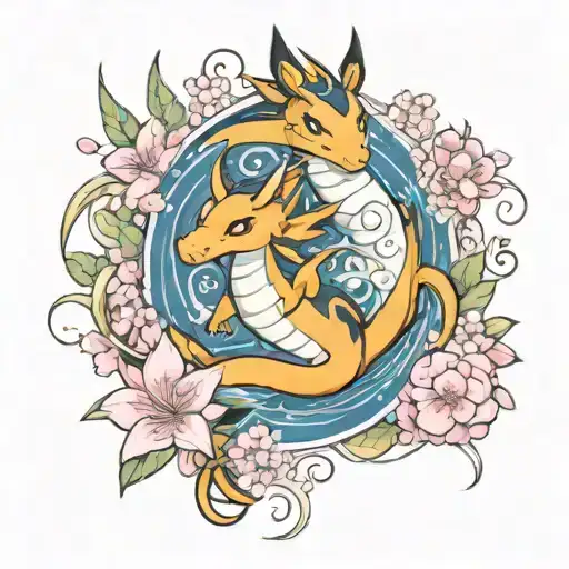 A Dragonite And Yachiru From Bleach And Blooming Sakuras