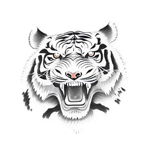 Chinese Art Tiger Fighting A Huge Snake