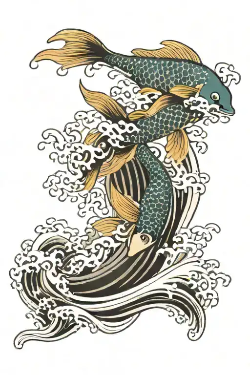 Fish And Wave Crashing Waves