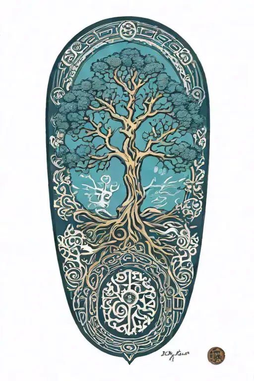 Tree Of Life With Japanese Sun