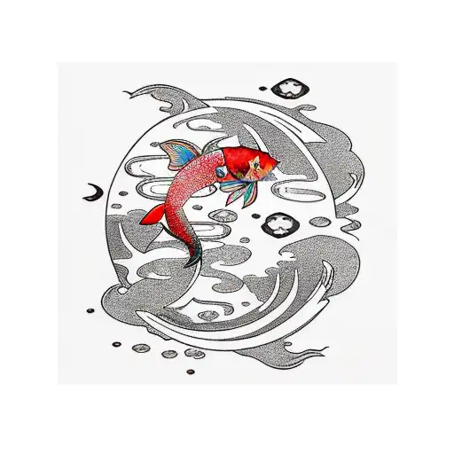 Moon Koi Fish Cherry Blossom Pond