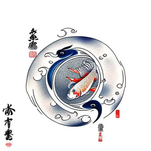 Moon Koi Fish Cherry Blossom Pond