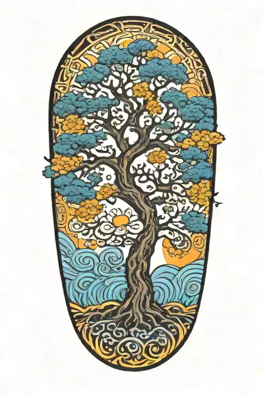 Tree Of Life With Japanese Sun