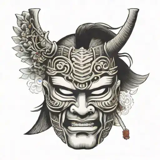 Samurai Mask With A Tori On Top