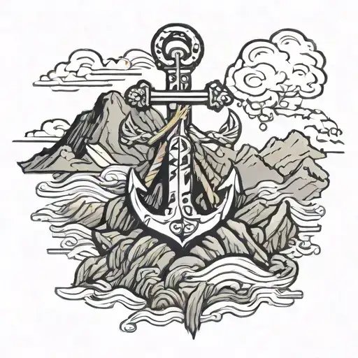 Anchor Heart Cross On Mountain Top