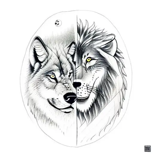 A Wolf And A Lion Playing Chess Under A Full Moon