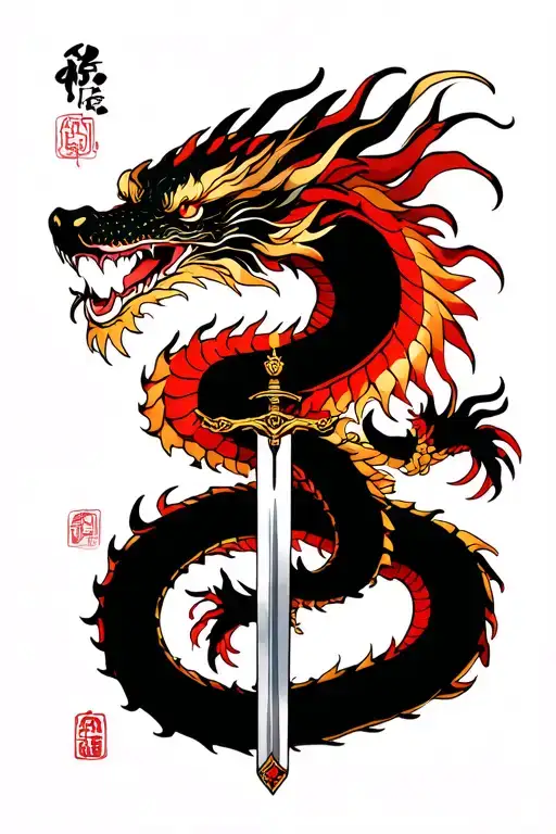 Dragon Who Winds Around A Sword
