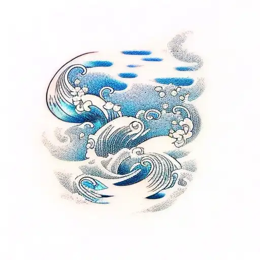 Ocean Waves And Flower