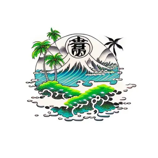 Island Micro Style One Piece With Coconut Tree