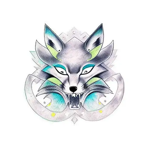 Sword Going Through A Hatsune Fox Mask