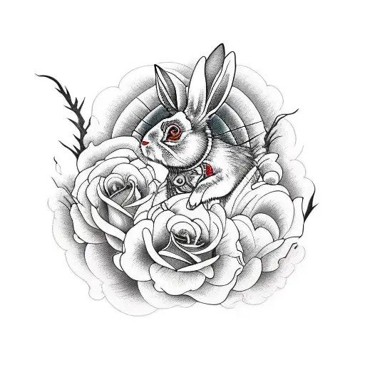 Dead Rabbit With Rose
