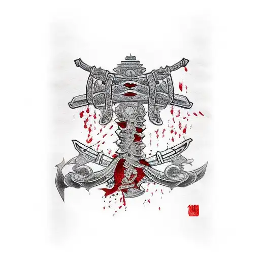 Sword Katana With Blood