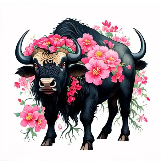 Pink And Fuchsia Asian Buffalo With Pink Flowers Growing Roots