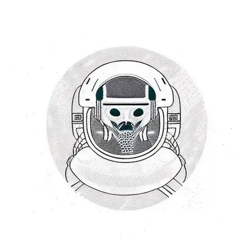 A Blackwork Tattoo Of A Samurai Astronaut Exploring A Distant Planet