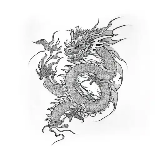A Dragon Decorated With Peony
