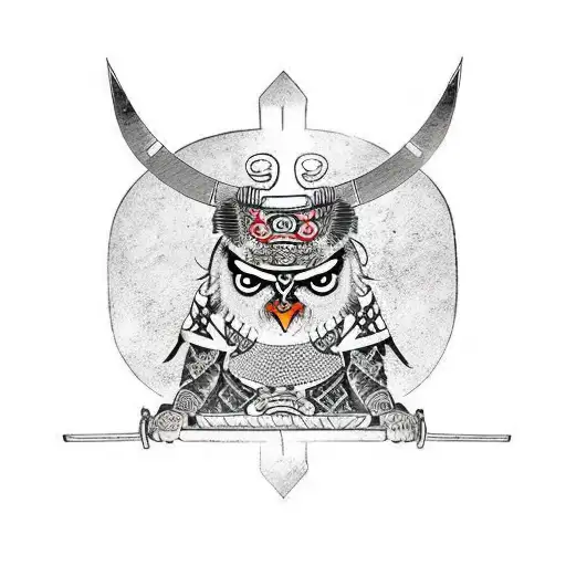 Samurai Owl Wielding A Katana