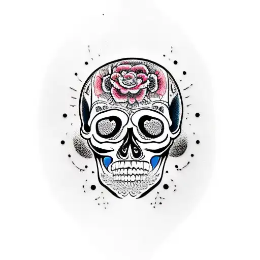 Skull And Beatiful Girl Face