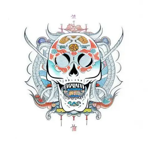 Virgo With Skull And Dragon And Tiger And Bear