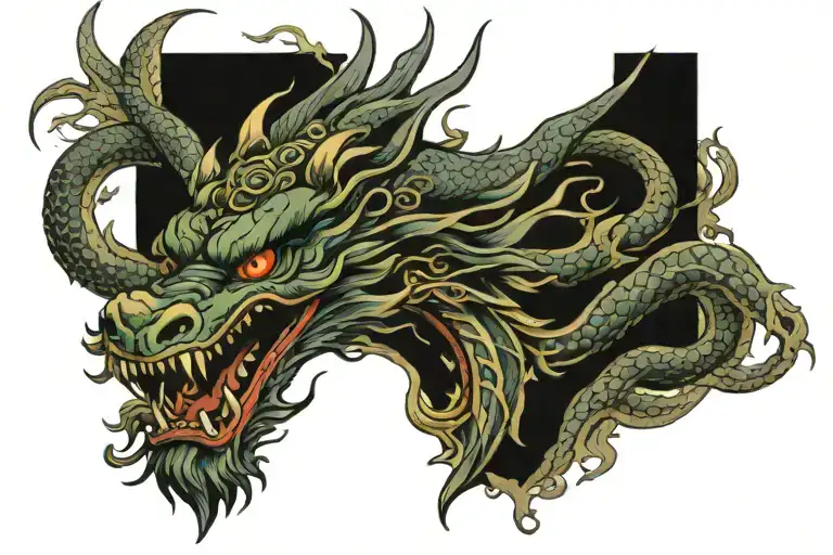 Dragon Samarai Face Surrounded