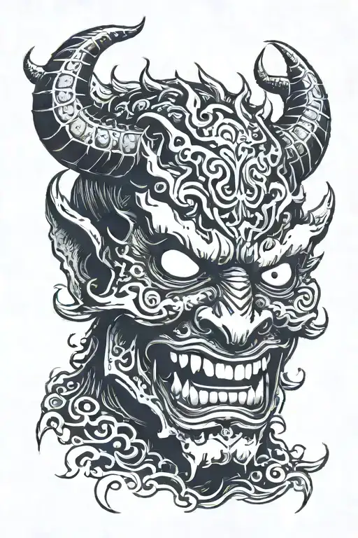 Big Face Of Demon Smiling Scary In Colour