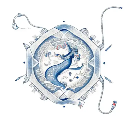 A Detailed Sketch Of A Capricorn Constellation With A Stethoscope Wrapped Around It