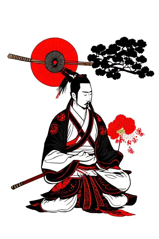 Ronin Samurai Warrior Meditating