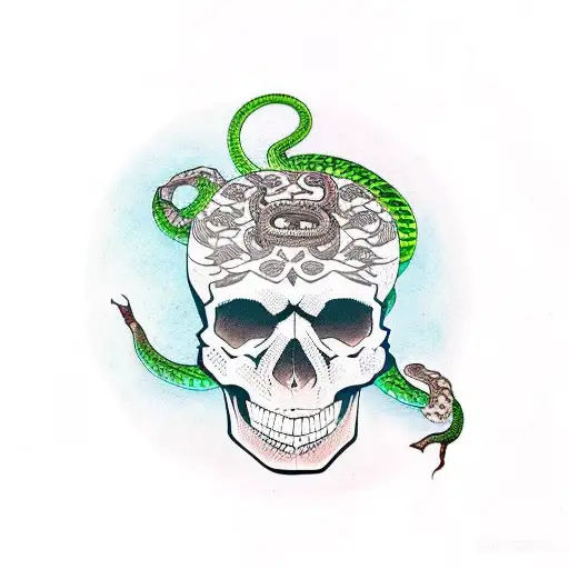 Skull With Snake