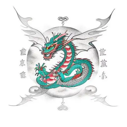 Dragon Wrapped Around Butterflies