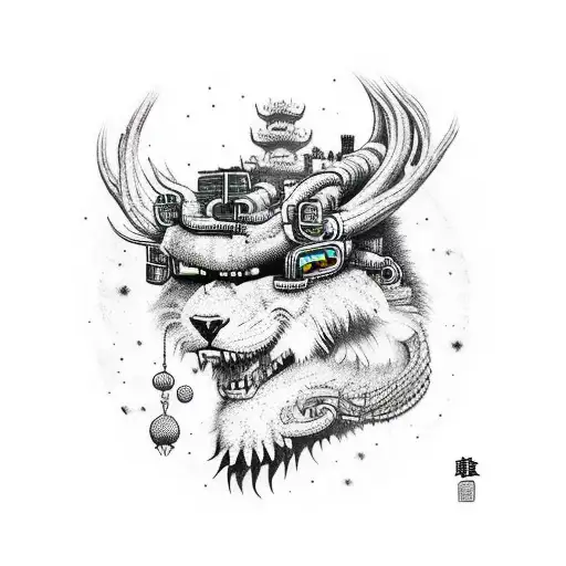 Cyberpunk Forest With Animals