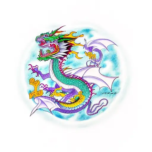 Dragon With 2 Kids Dragons