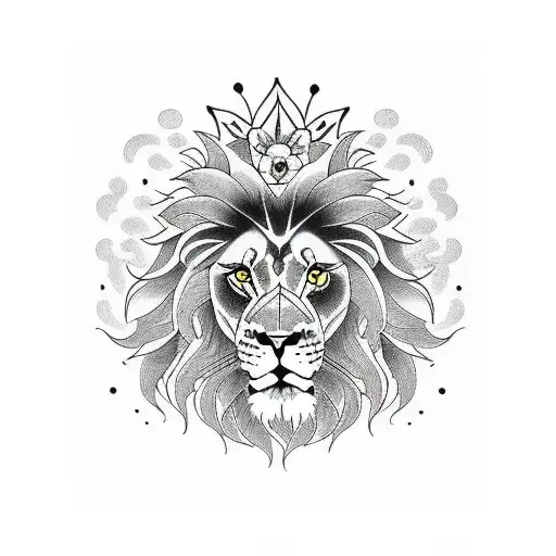 Lion Surround By Queen Of Night Flower