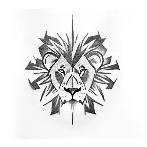 A Brashed Tattoo Of A Lion With The Israel Country Shape As The Body