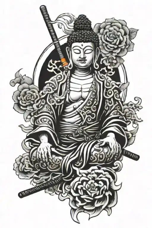 Buddha Samurai With A Ice Head