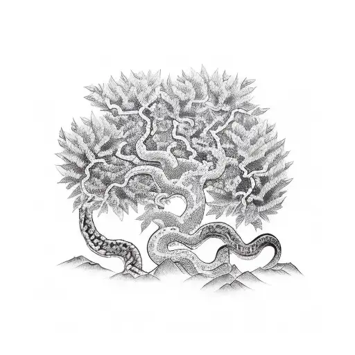 Two Snakes And Olive Tree