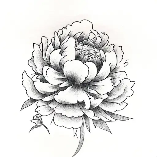 Peony With Black Pointed Leaves