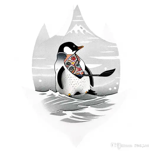 Penguin Riding In A Kayak