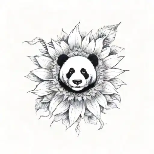 Panda With Sunflower