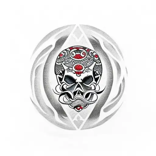 Skull Coming Out Of Crescent