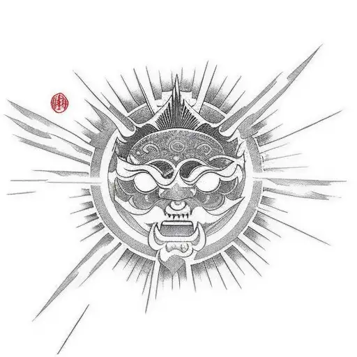 A Hikae With The Sun And It's Rays Spreading Out To Make A Sleeve