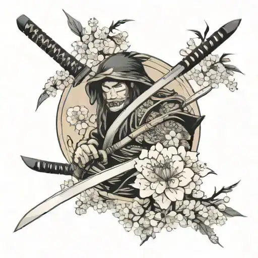 Katana And Cherry Blossoms