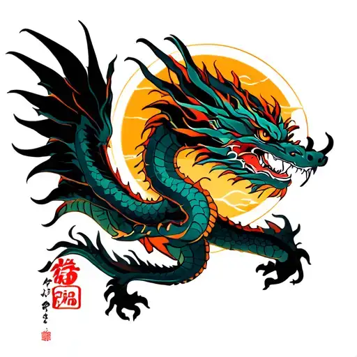 Dragon Flying Towards The Sun