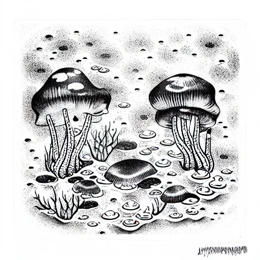 Underwater Mushrooms Forest With A Scuba Diver