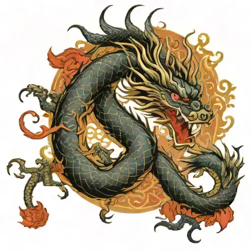 Chinese Dragon Surrounded By Songs