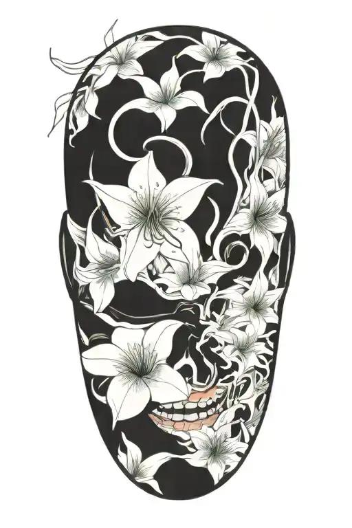 Oni Mask With Spider Lillies