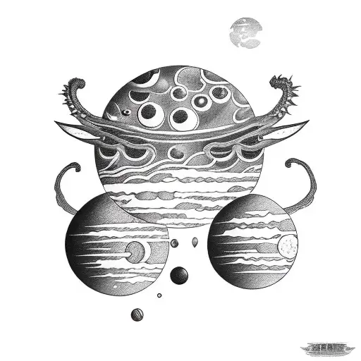 Alien Floating Among Planets