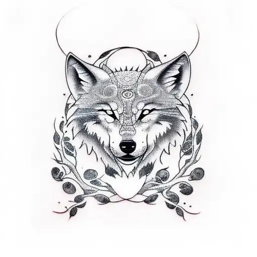 A Minimalist Tattoo Relate To Gemini With Tree Of Life And Wolf