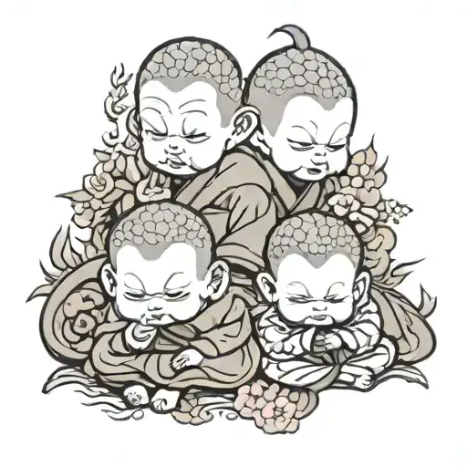 Three Baby Monks Blushing